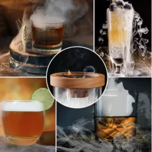 Viskija un citu dzērienu kūpināšanas komplekts ar apaļu kūpinātavu un 5 aromātiem