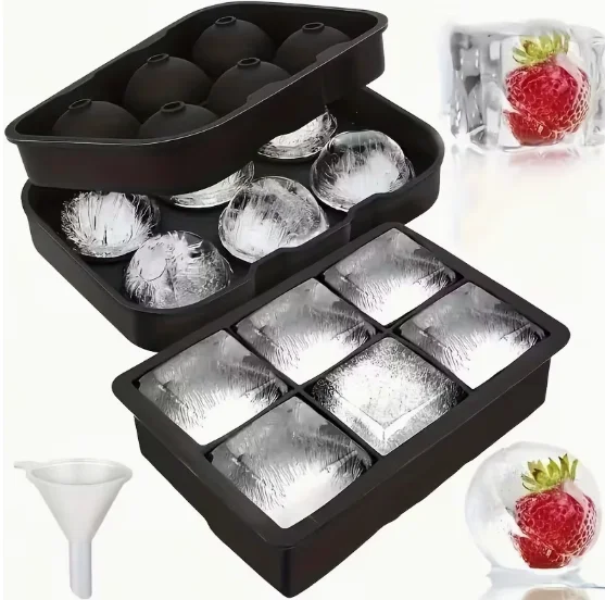 Silikona forma lieliem, apaļiem un kvadrātveida ledus gabaliņiem