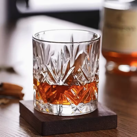 Vintāžas stila divkāršā stikla kristāla glāzes (2 gab., 210 ml)