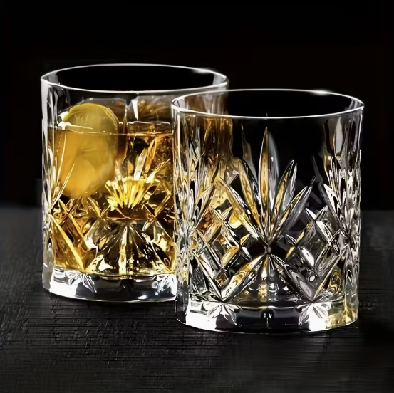 Vintāžas stila divkāršā stikla kristāla glāzes (2 gab., 210 ml)