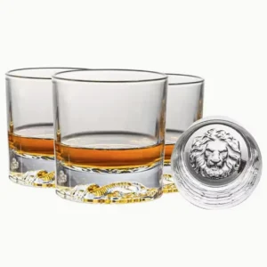 Viskija glāzes ar 4 lauvām, 300 ml, dāvanu kastītē