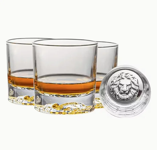 Viskija glāzes ar 4 lauvām, 300 ml, dāvanu kastītē