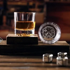 Viskija glāzes ar 4 lauvām, 300 ml, dāvanu kastītē