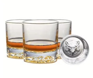 Viskija glāzes ar 4 vilkiem, 300 ml, dāvanu kastītē