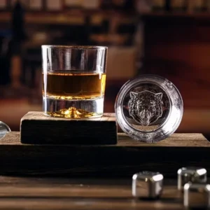 Viskija glāzes ar 4 vilkiem, 300 ml, dāvanu kastītē