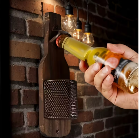 Pudeļu attaisāmais – stiprināms pie sienas, ar korķu savākšanas kastīti