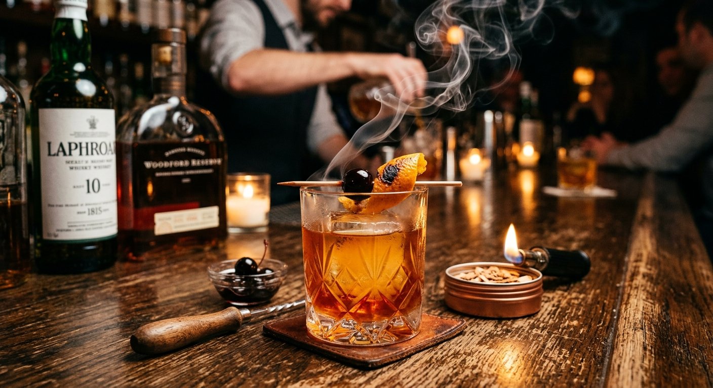 Read more about the article 🍹 Piektdienas Receptes: Kūpināts Ķiršu un Kļavu “Old Fashioned”