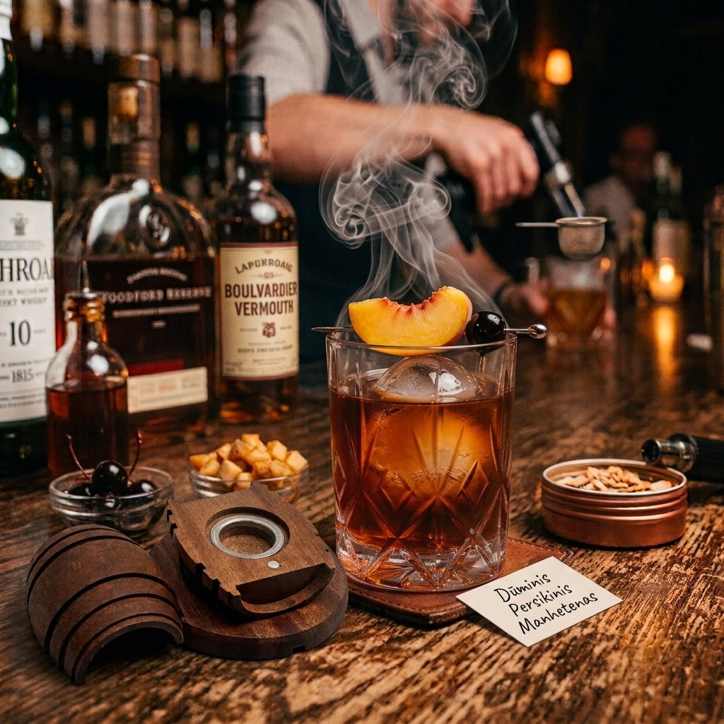 You are currently viewing 🍹 Šīs Piektdienas Recepte: Dūmakainais “Persiku Manhetena”
